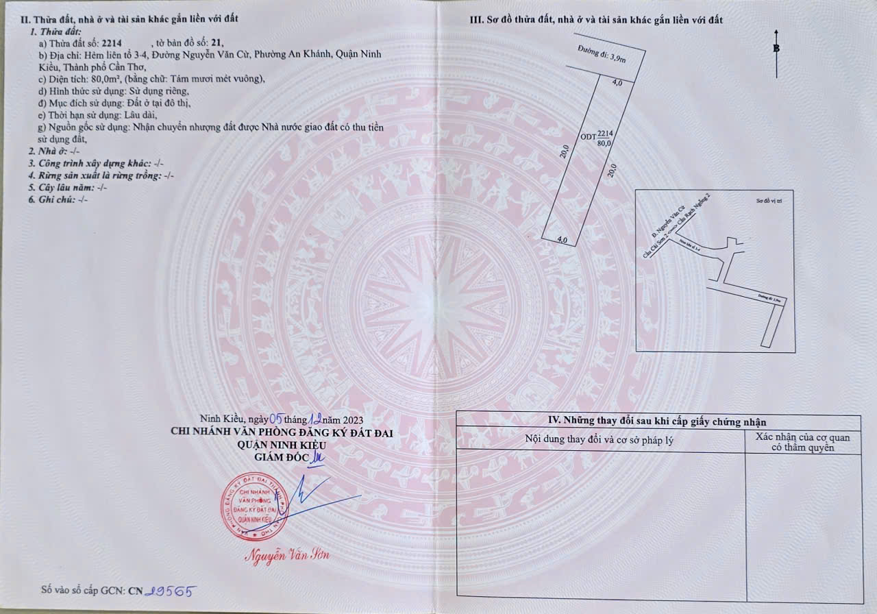 Bán Nền thổ cư liên tổ 3-4 Đường Nguyễn Văn Cừ, Tân An