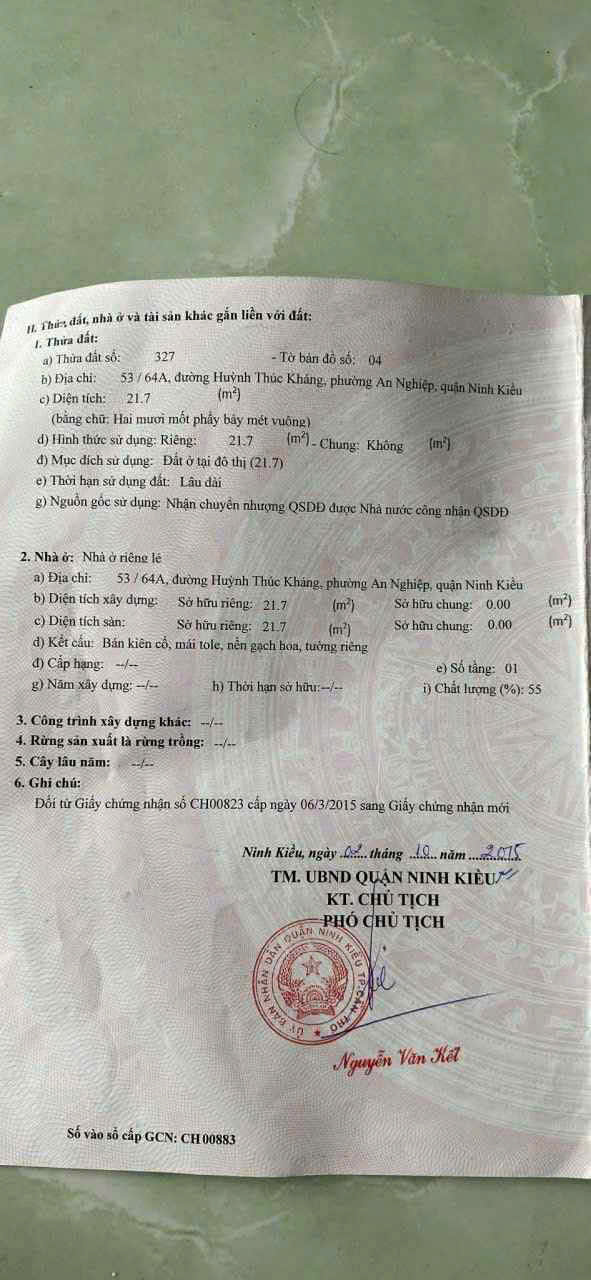 Bán Nhà Trệt Lửng Hẻm 53 Huỳnh Thúc Kháng - Nằm Gần Chợ An Nghiệp, Phường Ninh Kiều
