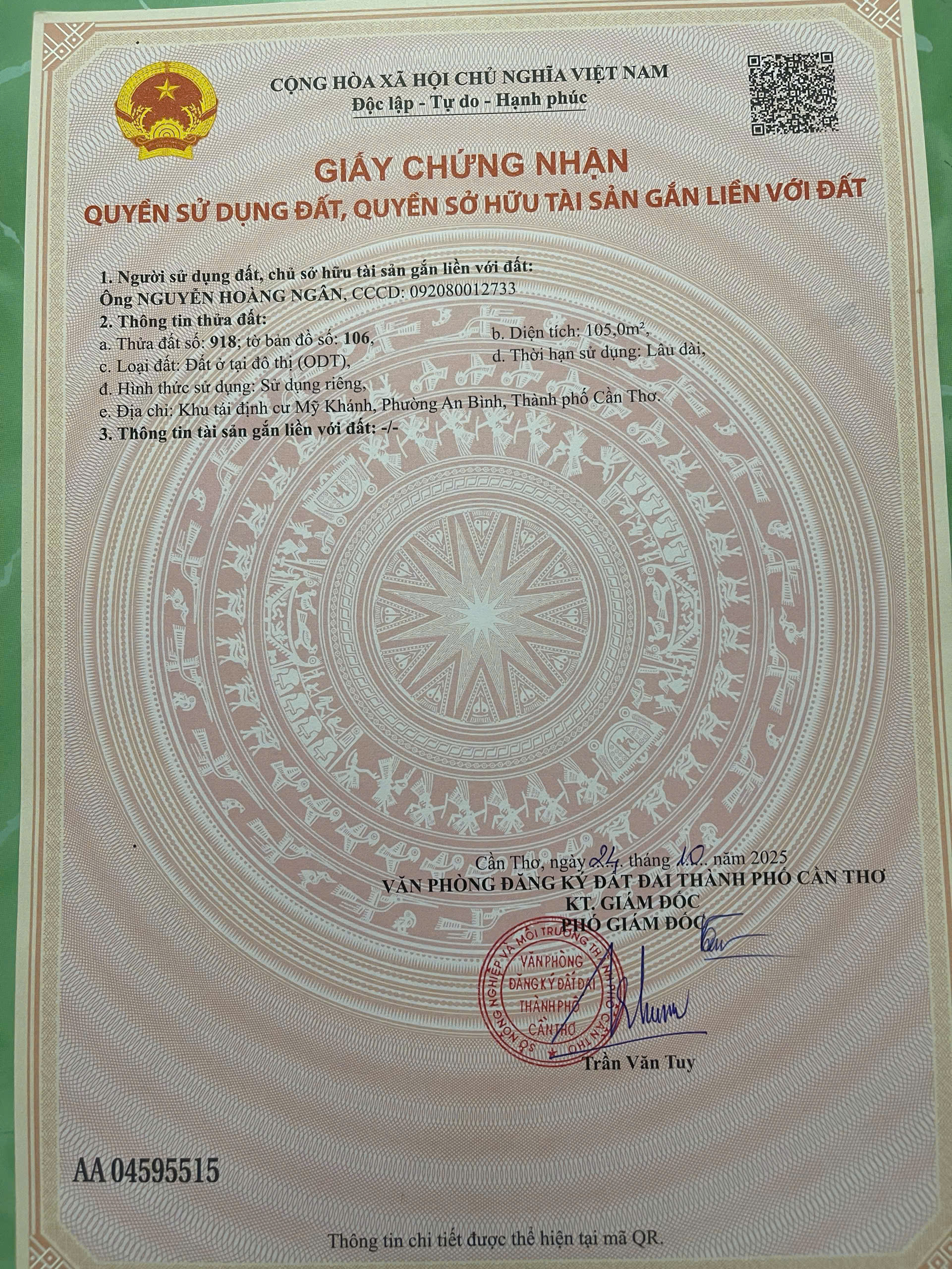 Bán Cặp nền khu TĐC Mỹ Khánh-P.An Bình Gần ĐH Nam Cần Thơ